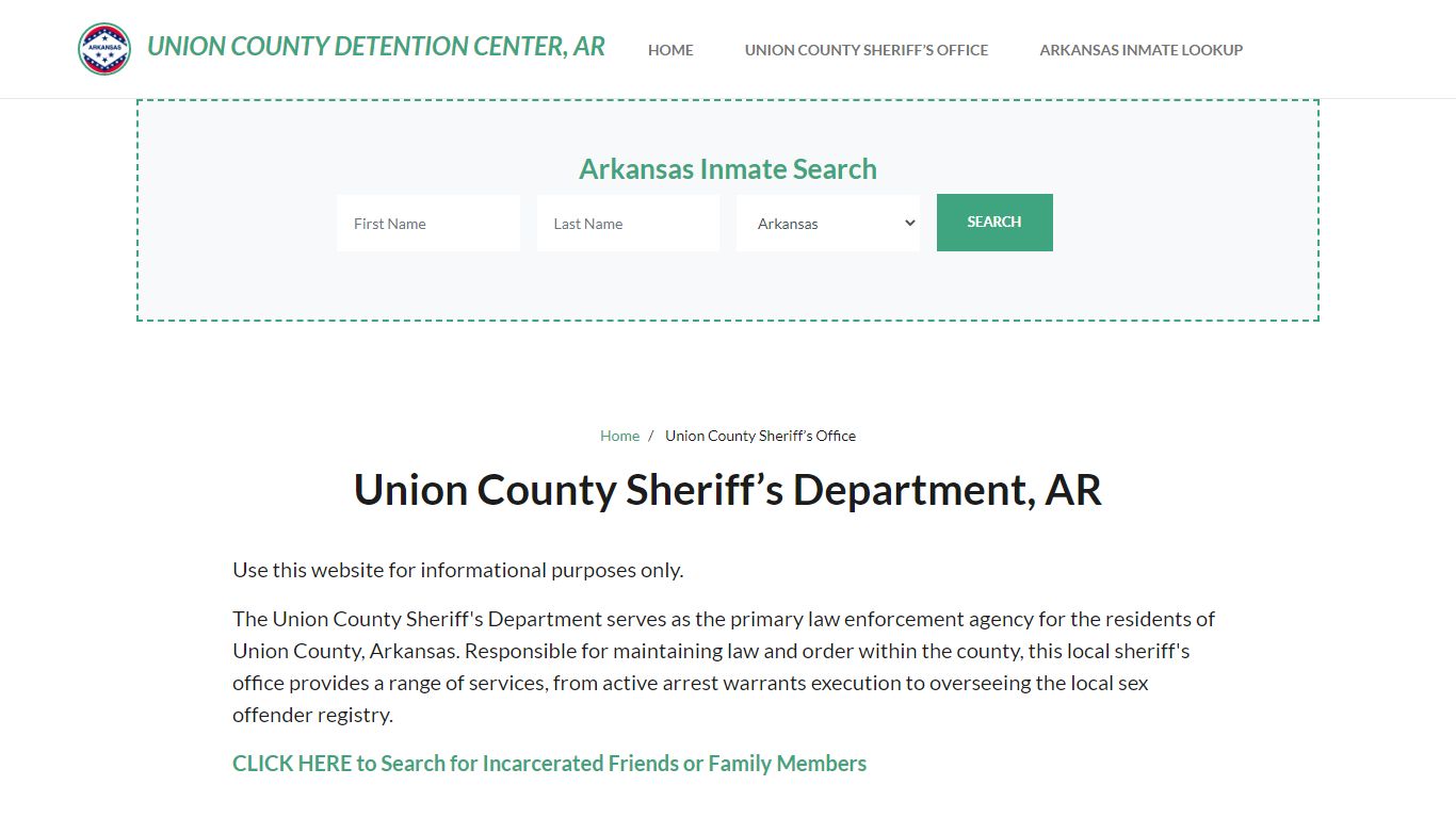 Union County Sheriff Department, AR Arrests, Warrant Lookup